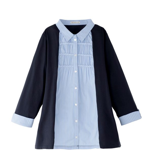 BELLUNA（ベルーナ）の「カーデフェイクストライプシャツ（チュニック）」｜詳細画像