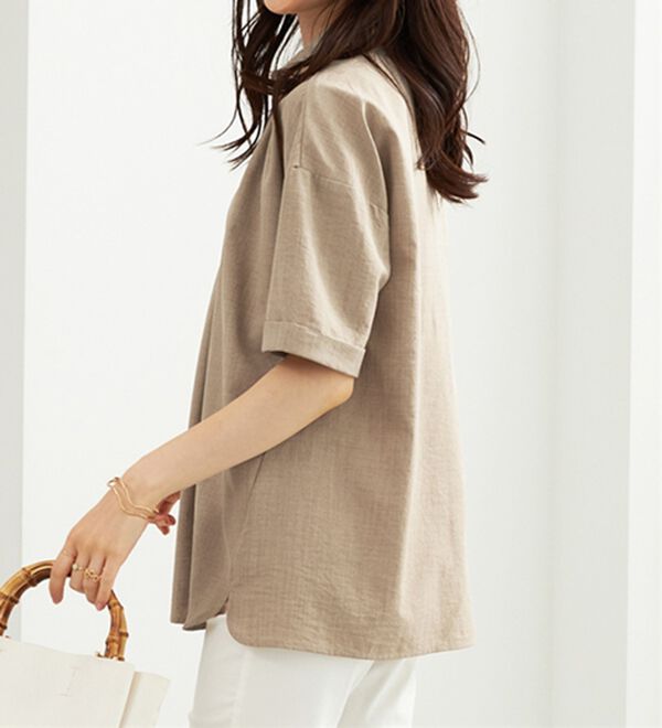 BELLUNA（ベルーナ）の「麻調素材スキッパーブラウス（ブラウス）」｜詳細画像