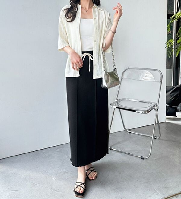 GeeRA（ジーラ）の「すっきり見え！フロントラインスウェットナロースカート（ロングスカート）」｜詳細画像