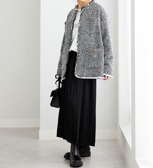 BELLUNA（ベルーナ）の「ツイードノーカラージャケット（ノーカラージャケット）」｜詳細画像