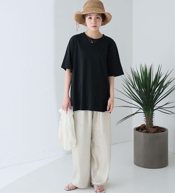 A HAPPY MARILYN（アハッピーマリリン）の「【Ｌ～８Ｌ】ＵＳＡコットン１００％ベーシックＴシャツ（Tシャツ）」｜詳細画像