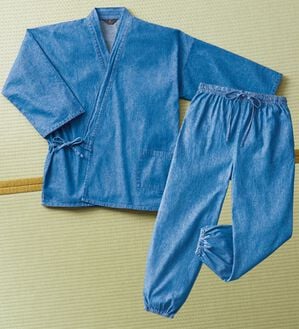 「日本の伝統服デニム作務衣（メンズ和装・浴衣・和装グッズ）」｜ソフトブルー(単品)