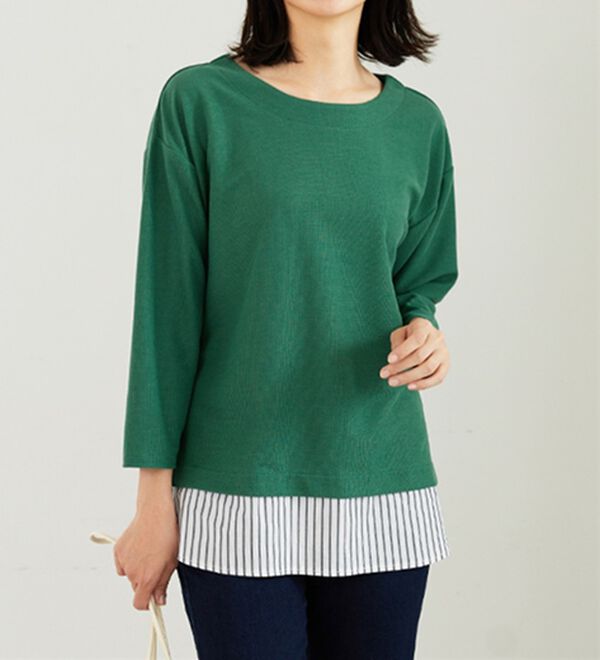 BELLUNA（ベルーナ）の「 ラメストライプシャツフェイクチュニック（チュニック）」｜詳細画像