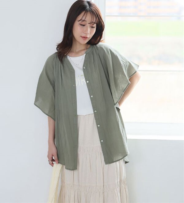 A HAPPY MARILYN（アハッピーマリリン）の「【Ｌ～６Ｌ】【風通るプレミアム】フレアスリーブワイドブラウス（ブラウス）」｜詳細画像