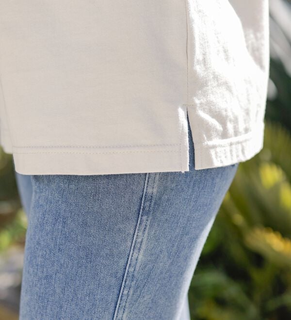 BELLUNA（ベルーナ）の「【ヒンヤリ機能付き＆綿１００％】サマ見えポロチュニック（チュニック）」｜詳細画像