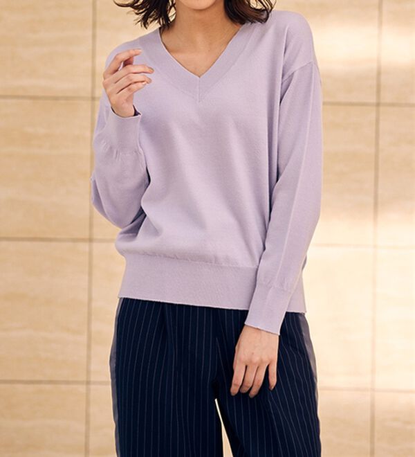 RANAN（ラナン）の「もちもちベーシックニット（Vネック・ハイネック）（ニット・セーター）」｜詳細画像