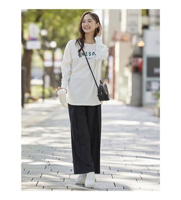 BELLUNA（ベルーナ）の「よれにくい！大人のロゴロングＴシャツ（カットソー）」｜詳細画像