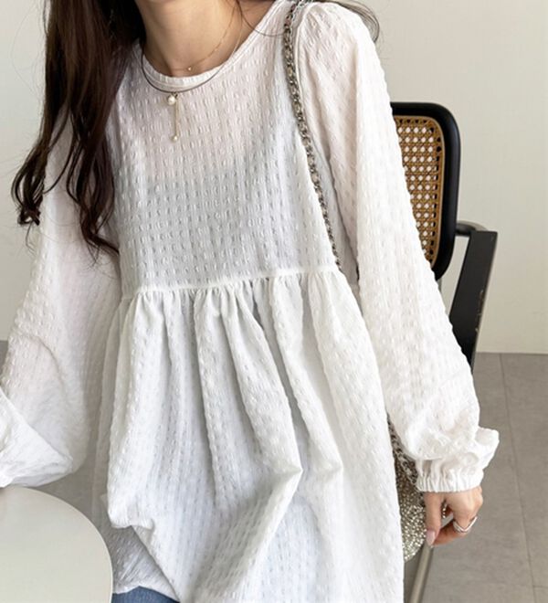 GeeRA（ジーラ）の「前後２ＷＡＹリボンペプラムチュニック（チュニック）」｜詳細画像