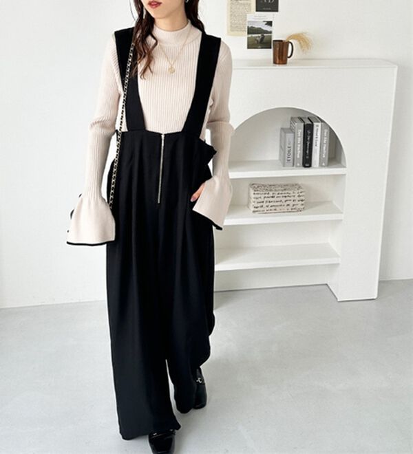 GeeRA（ジーラ）の「フロントジップハイウエストサロペット（オールインワン）」｜詳細画像