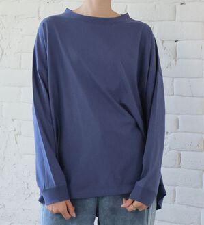 A HAPPY MARILYN（アハッピーマリリン）の「【Ｌ～８Ｌ】綿１００％！ゆったり袖リブＴシャツ（Tシャツ）」｜ブルー