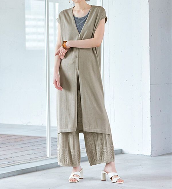 RANAN（ラナン）の「夏でも涼しい！綿１００％ニットセットアップ（セットアップ）」｜詳細画像