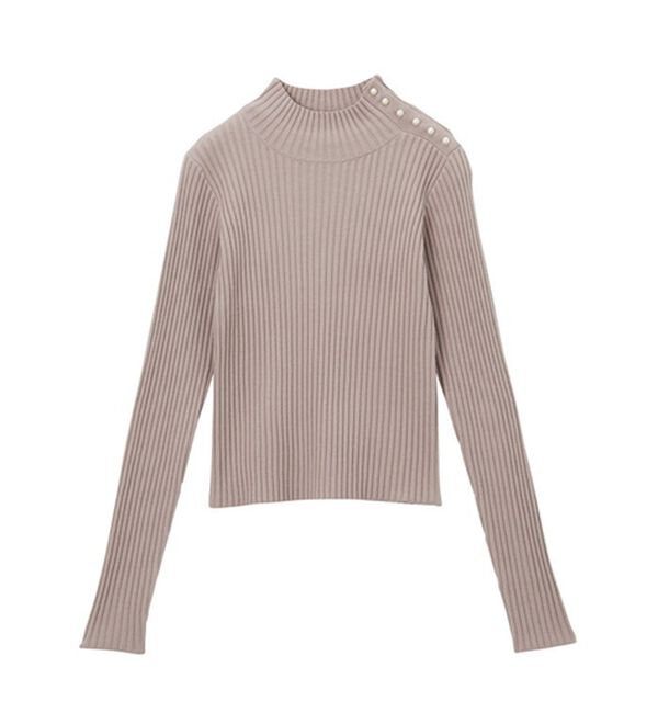 パール調ボタンハイネックリブニット - ベルーナ【公式】