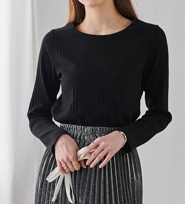 RANAN（ラナン）の「バックパール調釦リブカットソープルオーバー（カットソー）」｜詳細画像