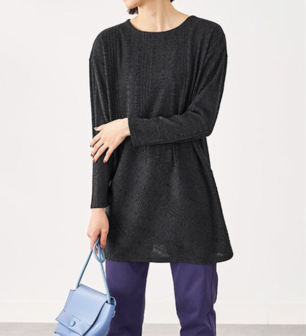 BELLUNA（ベルーナ）の「杢調ランダムテレコ切替チュニック（チュニック）」｜詳細画像