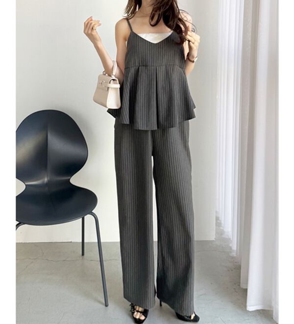 GeeRA（ジーラ）の「セットアップ風プリーツビスチェキャミサロペ（オールインワン）」｜詳細画像