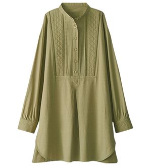 BELLUNA（ベルーナ）の「キルト×ピンタック使いシャツチュニック（チュニック）」｜グリーン
