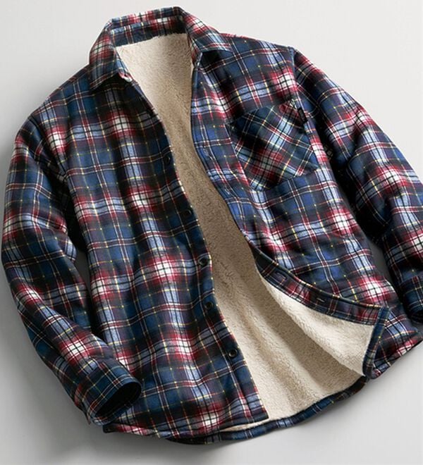 「＜シンプル＆プラス＞のび暖裏ボアシャツ（メンズシャツ）」｜詳細画像