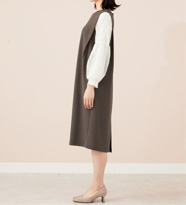 BELLUNA（ベルーナ）の「【新色追加】袖レース切替デザインきれい見えワンピース（その他ワンピース）」｜詳細画像