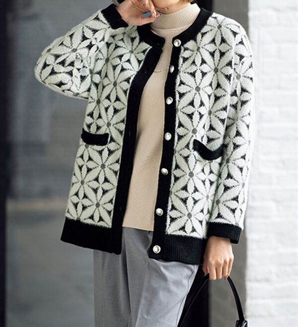 ルフラン（ルフラン）の「花柄フェザーのニットカーデ（その他ジャケット）」｜詳細画像