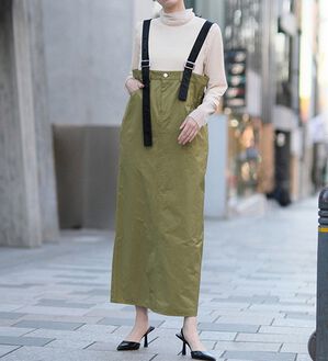 RANAN（ラナン）の「ワークデザインジャンパースカート（ジャンパースカート）」｜カーキ