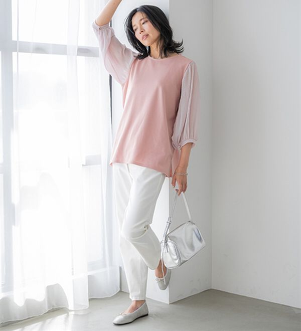 BELLUNA（ベルーナ）の「ヒンヤリ！プリーツ使いデザインプルオーバー（カットソー）」｜詳細画像