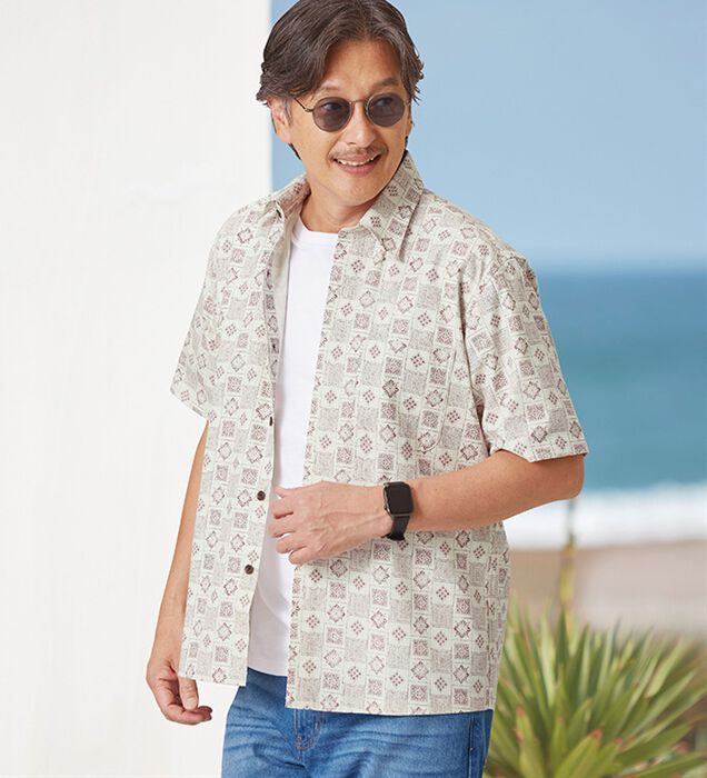 メンズ  柄シャツ シャツ 新品 メンズシャツ／新品／花柄