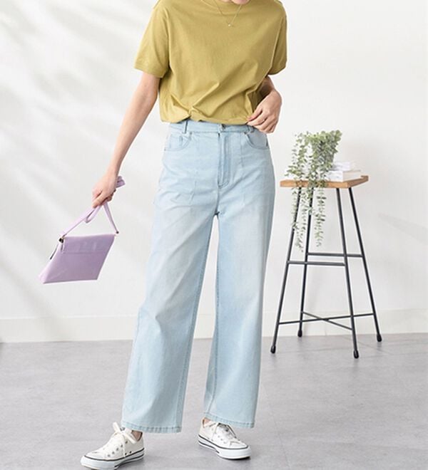 BELLUNA（ベルーナ）の「ヒンヤリ冷感！ライトオンスジーンズ（ワイド）（ワイドパンツ・ガウチョ）」｜詳細画像