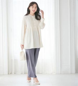 alotta（アロッタ）の「【裏起毛×美脚】センタープレスワイドパンツ（フルレングスパンツ）」｜スモーキーブルー