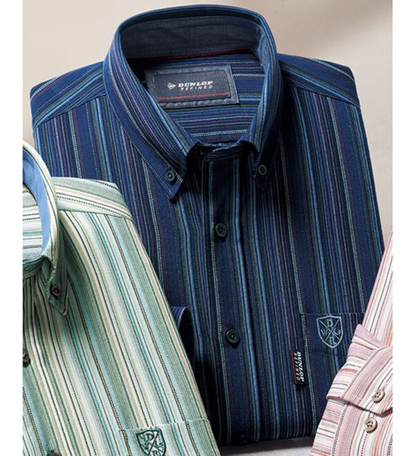 「＜ダンロップ・リファインド＞しわになりにくいグラデーションシャツ（メンズシャツ）」｜ネイビー系