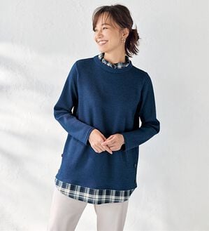 BELLUNA（ベルーナ）の「異素材重ね着風チュニック（チュニック）」｜ネイビー2