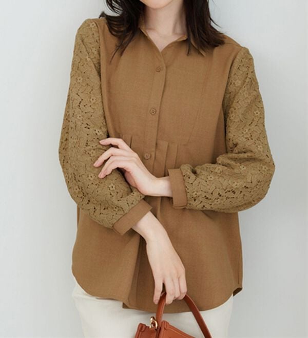 BELLUNA（ベルーナ）の「麻調素材袖レースブラウス（ブラウス）」｜詳細画像