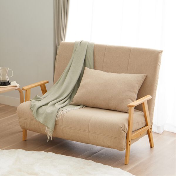 iellio（イエリオ）の「木脚３ｗａｙソファベッド（ソファ）」｜ベージュ