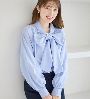 alotta（アロッタ）の「前後２ＷＡＹボウタイデザインシャツブラウス（ブラウス）」｜詳細画像