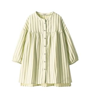 BELLUNA（ベルーナ）の「ダブルガーゼ素材切替デザインブラウス（ブラウス）」｜グリーンストライプ