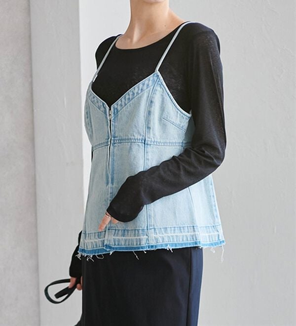 RANAN（ラナン）の「デニム素材キャミビスチェ（タンクトップ・キャミソール）」｜詳細画像