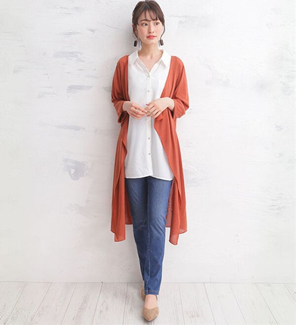 A HAPPY MARILYN（アハッピーマリリン）の「【Ｍ～８Ｌ】【ＵＶカット】長袖トッパーカーディガン（ニットカーディガン）」｜詳細画像