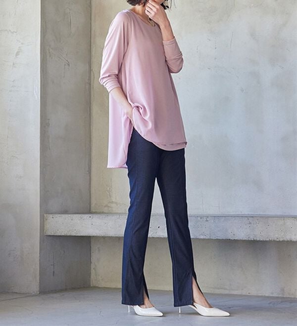 RANAN（ラナン）の「異素材切替フレアーチュニック（チュニック）」｜詳細画像