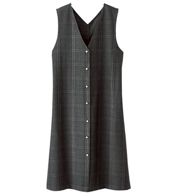 BELLUNA（ベルーナ）の「ウール調素材パールボタン使いジャンパードレス（ジャンパースカート）」｜詳細画像