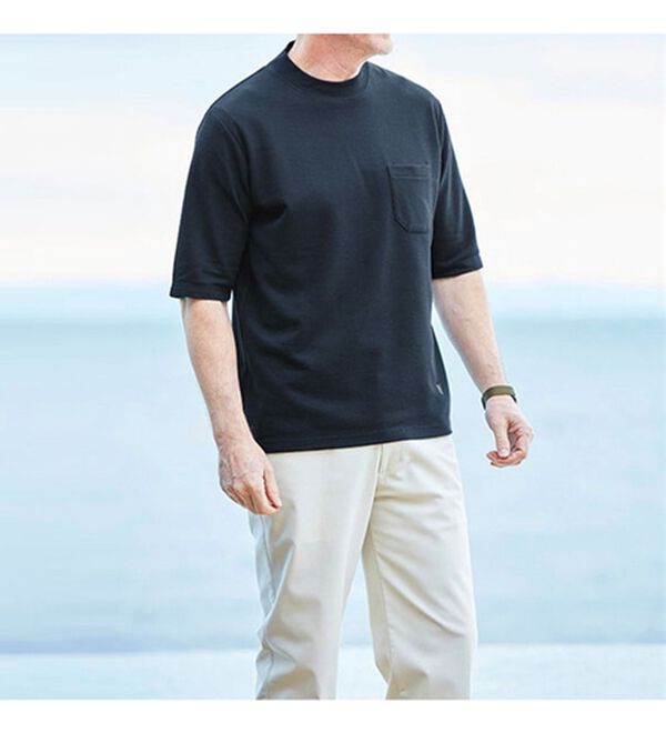 「【３色組】＜コムルヴァン・オム＞爽やかモックネックＴシャツ（メンズシャツ）」｜詳細画像