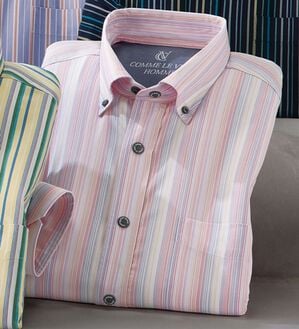 「＜コムルヴァン・オム＞毎日快適ソフトオックスシャツ（メンズシャツ）」｜ピンクストライプ