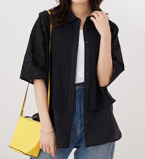 BELLUNA（ベルーナ）の「レース切替デザインシャツジャケット（シャツ）」｜詳細画像