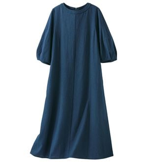 BELLUNA（ベルーナ）の「リネンブレンドランタンスリーブワンピース（その他ワンピース）」｜ネイビー