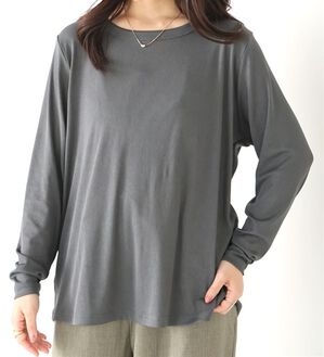 「【大きいサイズ】【Ｌ～８Ｌ】シンプルリブカットソー【エブリデイＲｉｂ】（カットソー）」｜ダークグレー
