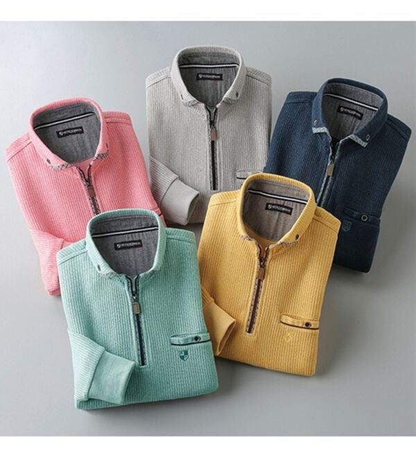 「＜ニコル　モリソン＞衿デザイン杢調トレーナー（メンズトレーナー）」｜詳細画像