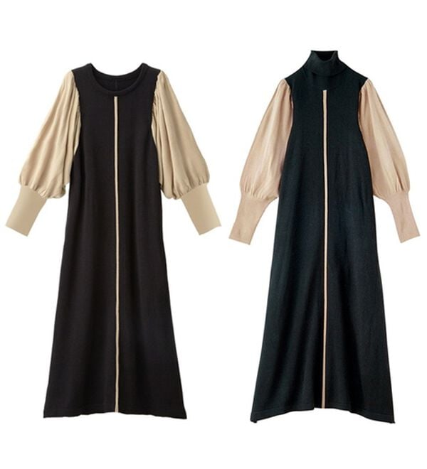 RANAN（ラナン）の「ボリューム袖アウトシームニットワンピース（ニットワンピース）」｜詳細画像