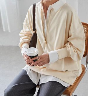 RANAN（ラナン）の「フロントハーフジップスウェット（カットソー）」｜アイボリー