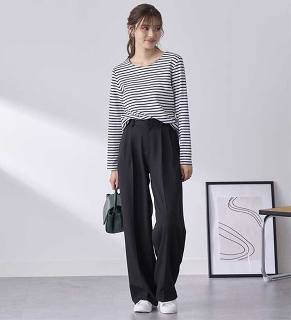 BELLUNA（ベルーナ）の「静電気防止加工！タックデザインワイドパンツ（ワイドパンツ・ガウチョ）」｜詳細画像