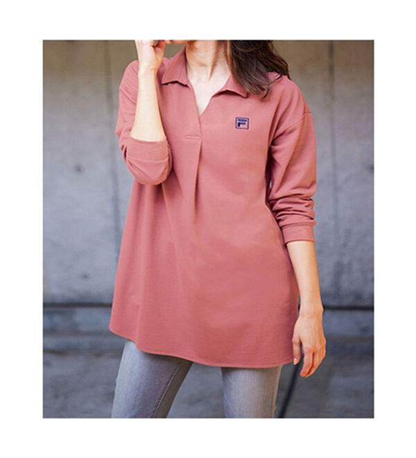 RANAN（ラナン）の「＜ＦＩＬＡ＞鹿の子チュニック長袖ポロシャツ（カットソー）」｜詳細画像