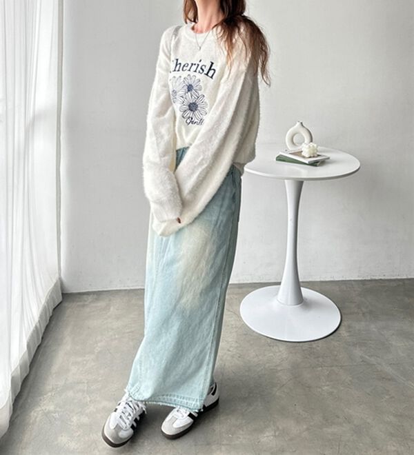 GeeRA（ジーラ）の「フラワー刺繍シャギーニット（ニット・セーター）」｜詳細画像