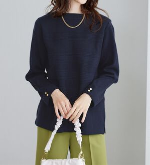 BELLUNA（ベルーナ）の「ラメ入りミラノリブニットプルオーバー（ニット・セーター）」｜ネイビー